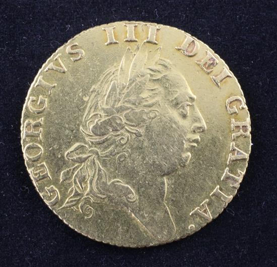 A George III 1787 gold spade guinea,